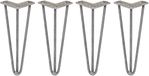 MonsterShop Skiski pieds de table épingle - acier - 4x30,5 cm - 3 tiges 10mm