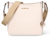 Damen Schultertasche aus Kunstleder, Farbe Creme, mit Reißverschluss und verstellbarem Trageriemen