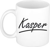 Bellatio Decorations Kasper Naam koffiemok - beker - met sierlijke letters - wit