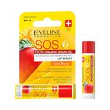 Eveline Cosmetics SOS Exotic Mango lippenbalsem, voedend en regenererend met arganolie en mangoboter, SPF 10-bescherming, langdurige vochtigheid