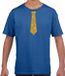 Bellatio Decorations Shoppartners Bv Verkleedkleding t-shirt - blauw - met kleine Stropdas - goud glitters - voor kinderen - carnaval 110/116