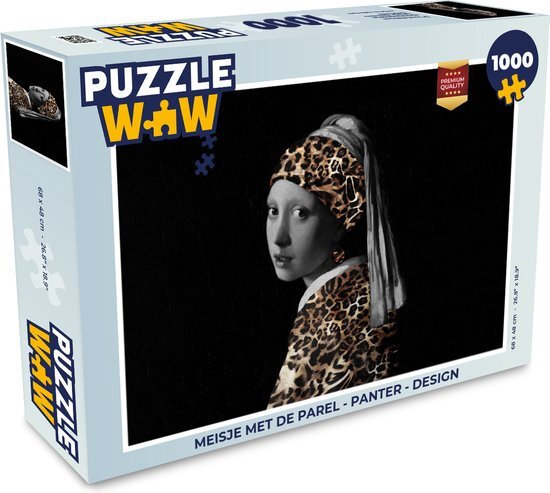 MuchoWow Puzzel Meisje met de parel - Panter - Design - Legpuzzel - Puzzel 1000 stukjes volwassenen