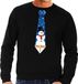 Bellatio Decorations Shoppartners Bv Foute kersttrui / sweater stropdas met sneeuwpop print zwart voor heren XXL