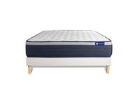 Actisom Ensemble 160x200 matelas Latex et mémoire de forme sommier kit blanc