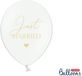 PartyDeco Ballons 30cm, Just Married, Pastel Blanc Pur (sac de 50 pièces)