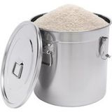 Hautour Récipient à céréales en acier inoxydable - 33 L - Boîte à farine hermétique - Récipient métallique hermétique - Pour cuisine, riz, huile - Seau de rangement avec couvercle