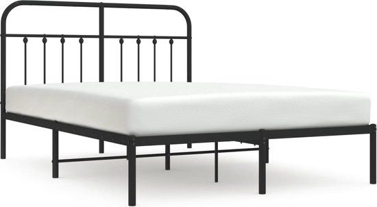 vidaXL Bedframe met hoofdbord Metaal Zwart 140x200 cm