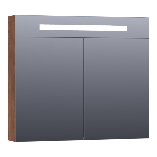 Saniclass Double face spiegelkast 80x70x15cm verlichting geintegreerd rechthoek 2 draaideuren Viking Shield MFC 7388