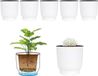 Merkloos Bac à plantes à arrosage automatique Stockage d'eau à long terme Pot de plante / Pots de fleurs couleur macaron extérieur intérieur jardin décoration intérieure petite taille - Lot de 6 Blanc