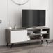Hanah Home Stijlvolle tv-unit, donkergrijs en wit, 120 cm x 35 cm x 48,1 cm, 100% melamine gecoat particle board, 18 mm dik, wandbevestiging met meerdere planken