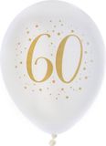 Santex Verjaardag Ballonnen 60 Jaar - Wit/Goud - 8 Stuks