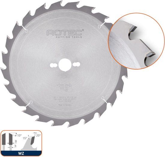 Rotec HM schulpzaag zonder anti-terugslag, ø250x3,2x30mm Z=24 WZ - 5541005