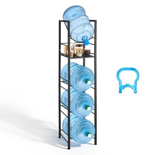 VEVOR Rek voor waterflessen, metalen rek met 5 verdiepingen voor 4 flessen van 11/19 l, kantelvrij design, organizer voor kantoor, keuken