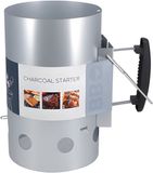 Vaggan Houtskoolaansteker - metaal - 31 x 20 cm - zilver - BBQ starter - briketten aansteken