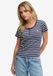 Superdry Athletic Essentials T-shirt Dames Marineblauw Gestreept Katoen Maat 14