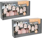 Pro Garden Feestverlichting lichtsnoer - 2x - roze - 10 LED - warm wit - 270 cm - tuin feestlampjes