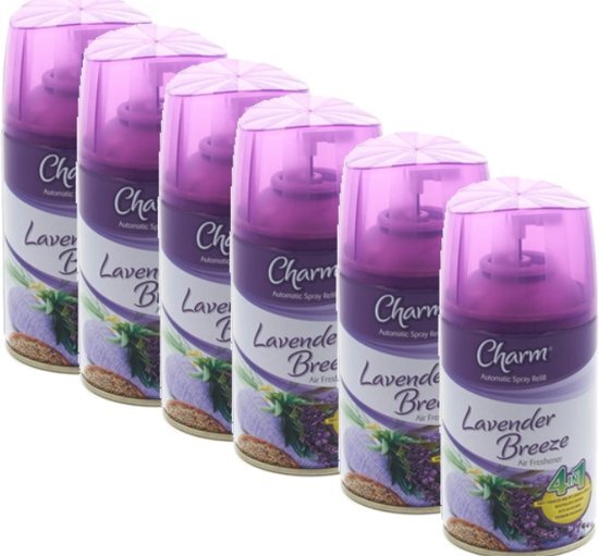 Charm 6x 250 ml luchtverfrisser Lavender breeze navulling