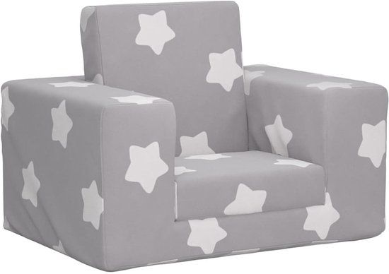 vidaXL Kinderslaapbank met sterren zacht pluche lichtgrijs