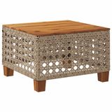 vidaXL Tuintafel Beige Poly Rattan en Acaciahout 55x55x36 cm