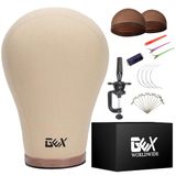 Gexworldwide GEX 20-24 inch Kurk Canvas Blok Hoofd Mannequin Hoofd Pruik Display Styling Hoofd Met Mount Gat 22 inch