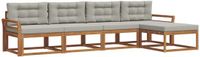vidaXL Acacia Hout Bank Loungeset 5 Zitplaatsen Natuurlijk en Lichtgrijs