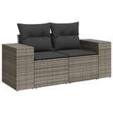 vidaXL 10-delige Loungeset met Kussens, Poly Rattan, Grijs