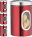 4x Boîte de rangement rouge - Boîte à café - Métal - Rond - 11 x 17 cm