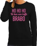 Bellatio Decorations Foute kersttrui/sweater voor dames - HoHoHo toffe Brabo - zwart - glitter roze XL