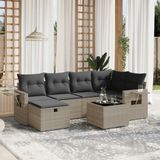 Maison Exclusive - Ensemble de meubles de jardin 7 pièces avec canapé et coussins, gris clair, en polyrotin