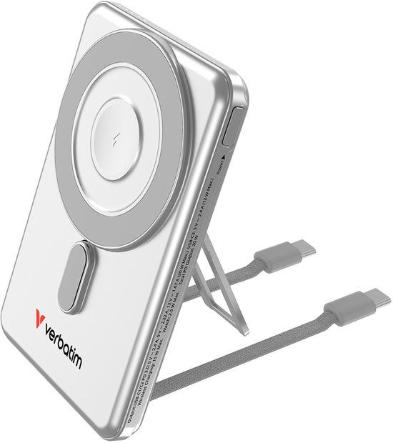 Verbatim Charge 'n' Go MagSafe Powerbank 5000mAh [zilver] 15W magnetisch - PD 20W snellaadfunctie