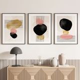 Lot de 3 affiches / posters triptyque - Moderne - 3 affiches - 70x100 cm (cadres non fournis) - Bordure noire et blanche