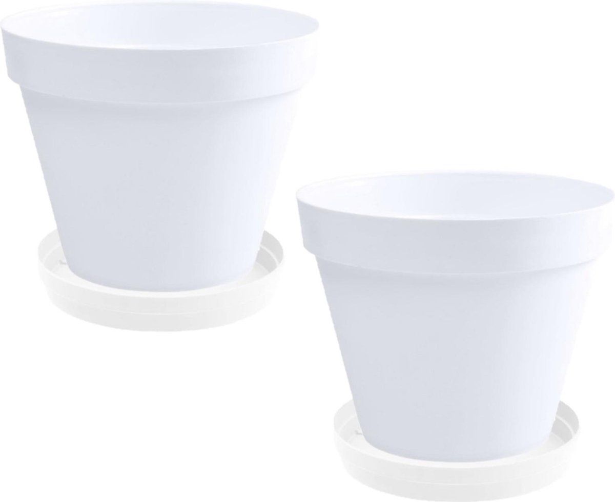 EDA Set van 4 bloempotten Toscane wit D20cm - Plantenpotten set