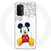 Maniacase Etui voor Oppo A74 5G Mickey Mouse Bloemen Harten