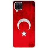 Samsung Galaxy A12 5G Drapeau turquie bedrukt siliconen hoesje