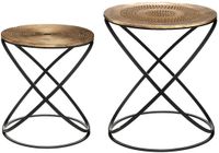 Atmosphera Bijzettafels set van 2x stuks - koper/zwart - metaal/mdf - H39 en H45 cm