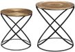 Atmosphera Bijzettafels set van 2x stuks - koper/zwart - metaal/mdf - H39 en H45 cm