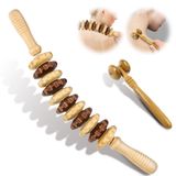 Merkloos Gua sha massageroller hout - Gebogen - Set van 2 - Voor been, armen en rug
