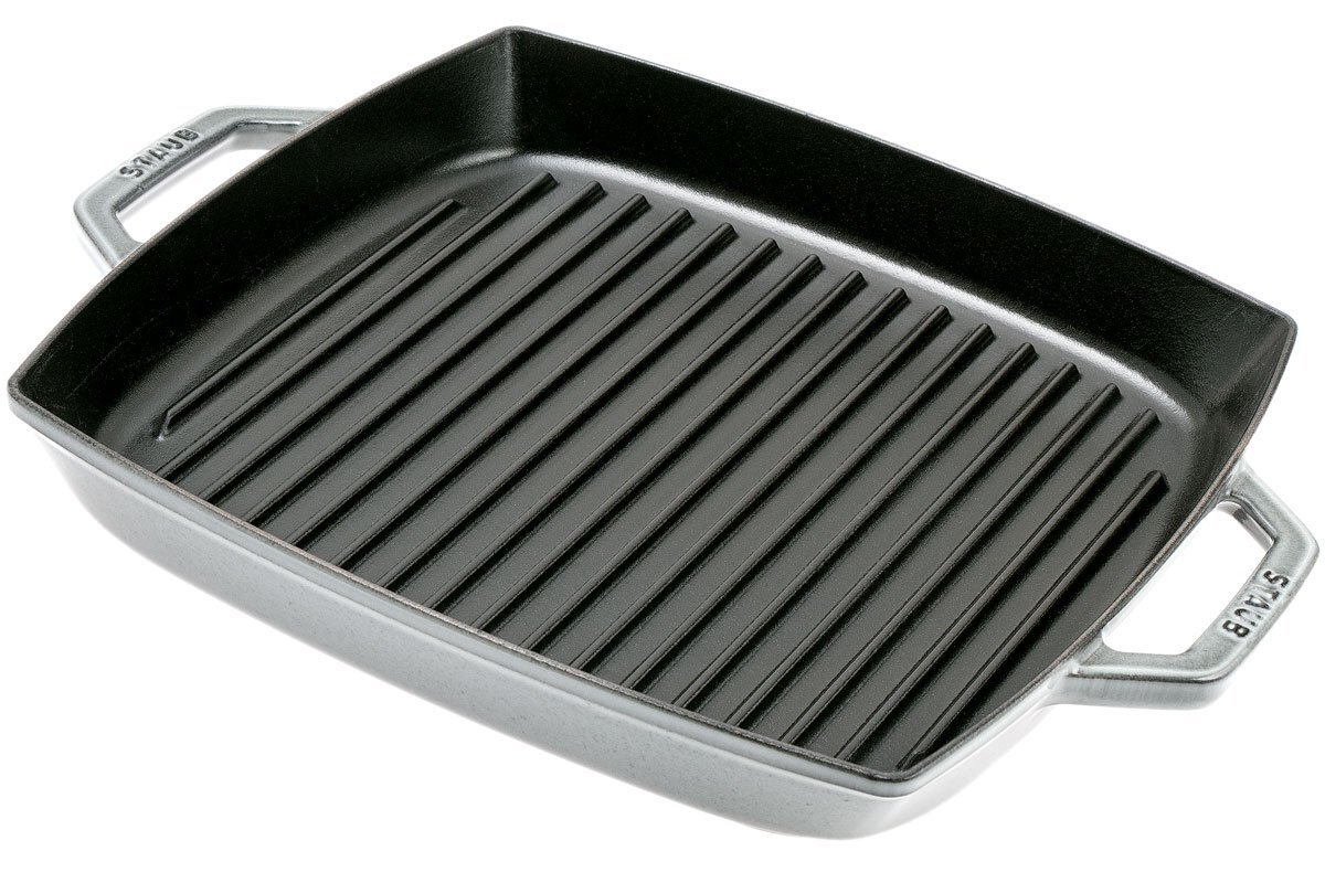 Staub grillpan 33cm vierkant grijs