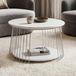 MCA table d'appoint et table basse HWC-P60, métal et MDF, rond, diamètre 70 cm, blanc