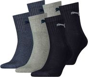 PUMA Sokken Set van 6 Blauw/grijs Schoenmaat 35-38 Unisex Katoen/Polyester/Polyamide