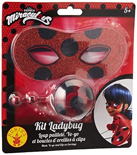 Rubie's Officiële Ladybug Miraculous – set met glinsterende wolf + Yoyo + oorbellen – I-300295
