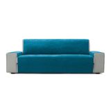 FAVERTI® Bankhoes voor 2-zitsbank, 115 cm, model Pego, blauw, chenille, extra zacht, hoogwaardige bankbescherming, gemaakt in Spanje, van gerecycled materiaal
