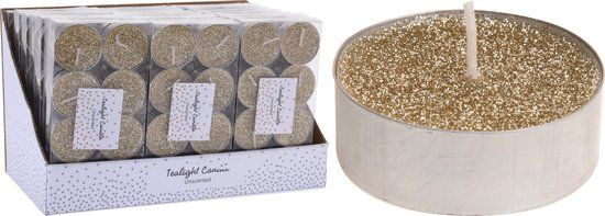 Home & Styling Theelichtset 8-delig goud met glitters
