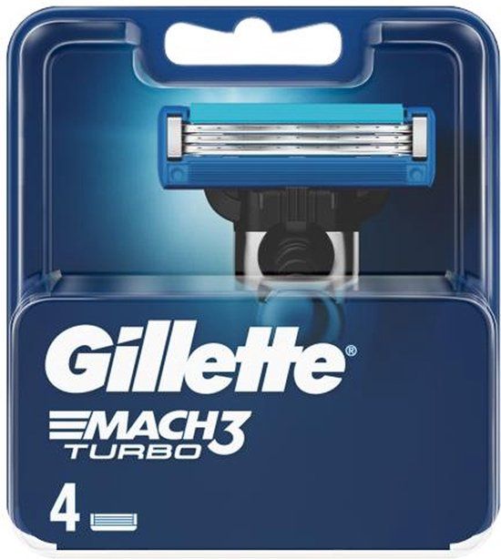 Gillette Mach 3 Turbo Scheermesjes - 4 stuks - Blauw