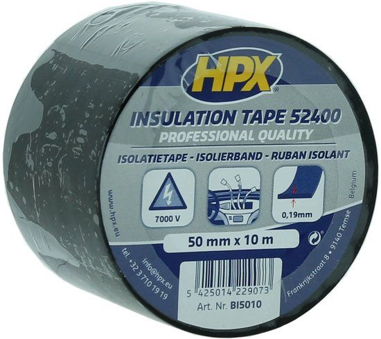 HPX PVC isolatietape - zwart 50mm x 10m