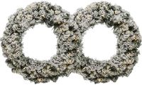 Decoris Couronne de Noël Verte/blanche 60 cm Imperial avec neige artificielle et LED - 2x -lumières