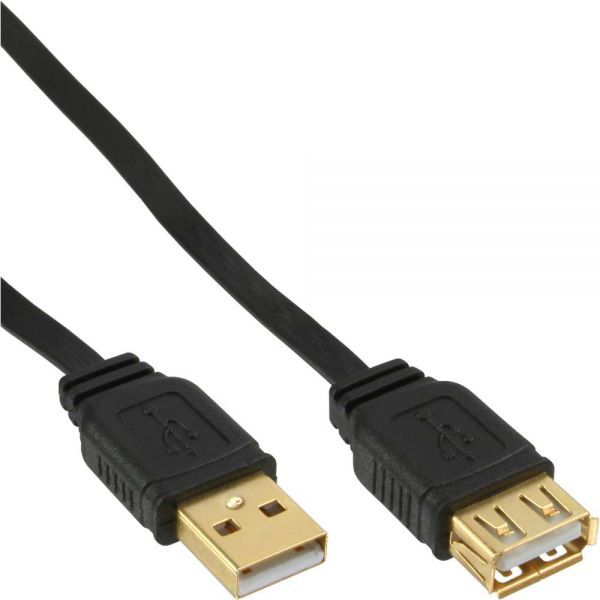 Inline USB naar USB platte verlengkabel - USB2.0 - 5 meter