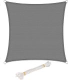 OEM HDPE Schaduwdoek, vierkant - Zonnescherm - UV-beschermende doek - Donkergrijs, 3,6 x 3,6 meter