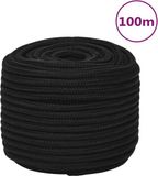 vidaXL Werktouw 14 mm 100 m polyester zwart