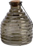Decoris Wespenvanger/wespenval met hengsel - glas - grijs - D13 x H17 cm
